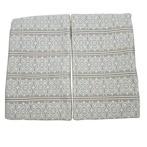 Restoration Hardware Pillow Covers Set of 2‎ Green Cream Jacquard Floral Cottage